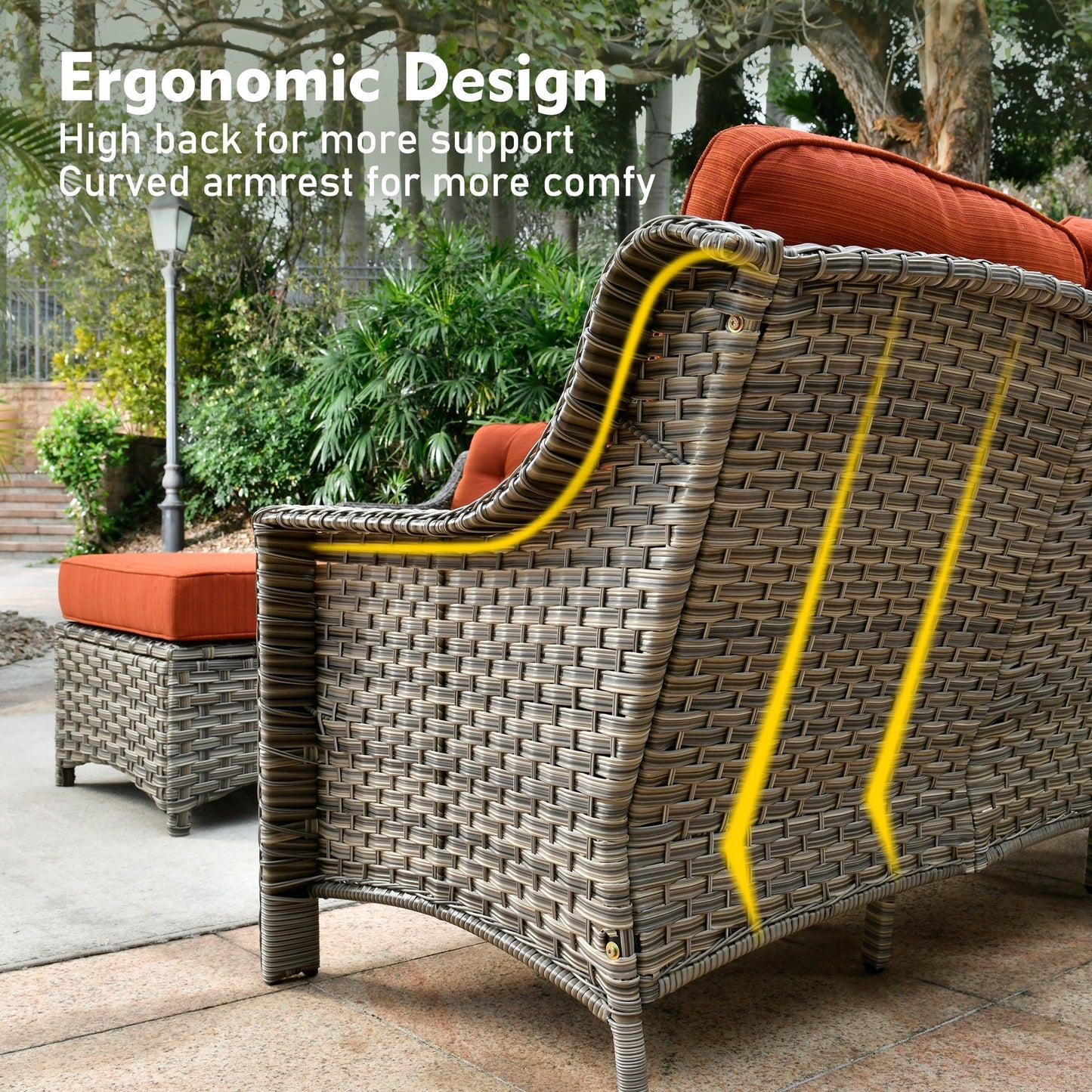 Ensemble de meubles de patio XIZZI 8 pièces en osier avec chaises pivotantes