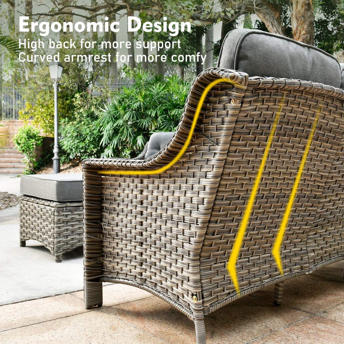 Ensemble de meubles de patio XIZZI 8 pièces en osier avec chaises pivotantes