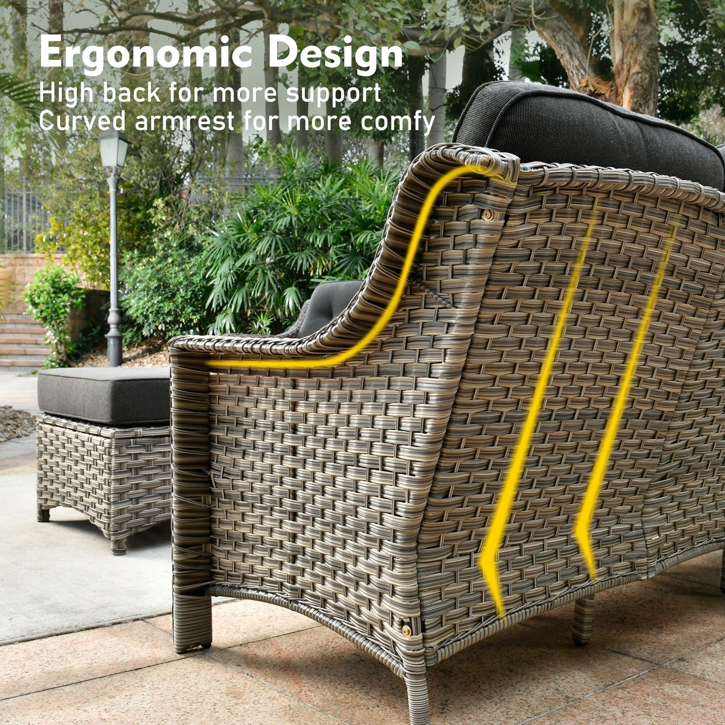 Ensemble de meubles de patio XIZZI 8 pièces en osier avec chaises pivotantes