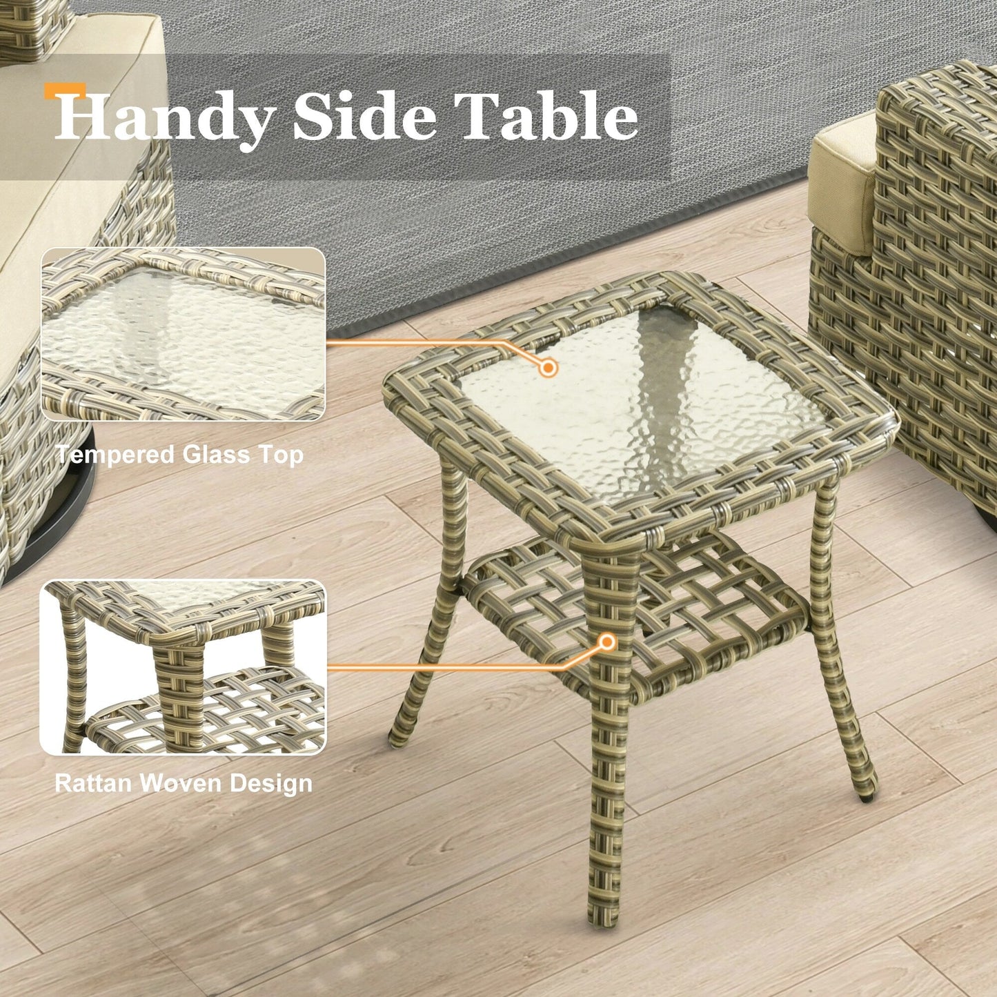 Ensemble de meubles de patio en osier XIZZI 8 pièces avec chaises pivotantes