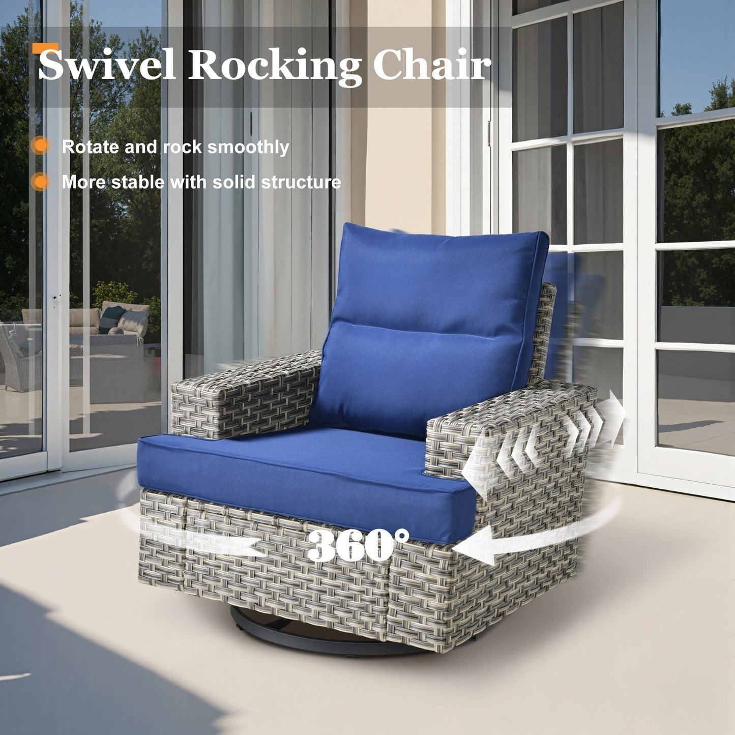 Ensemble de meubles de patio en osier XIZZI 8 pièces avec chaises pivotantes