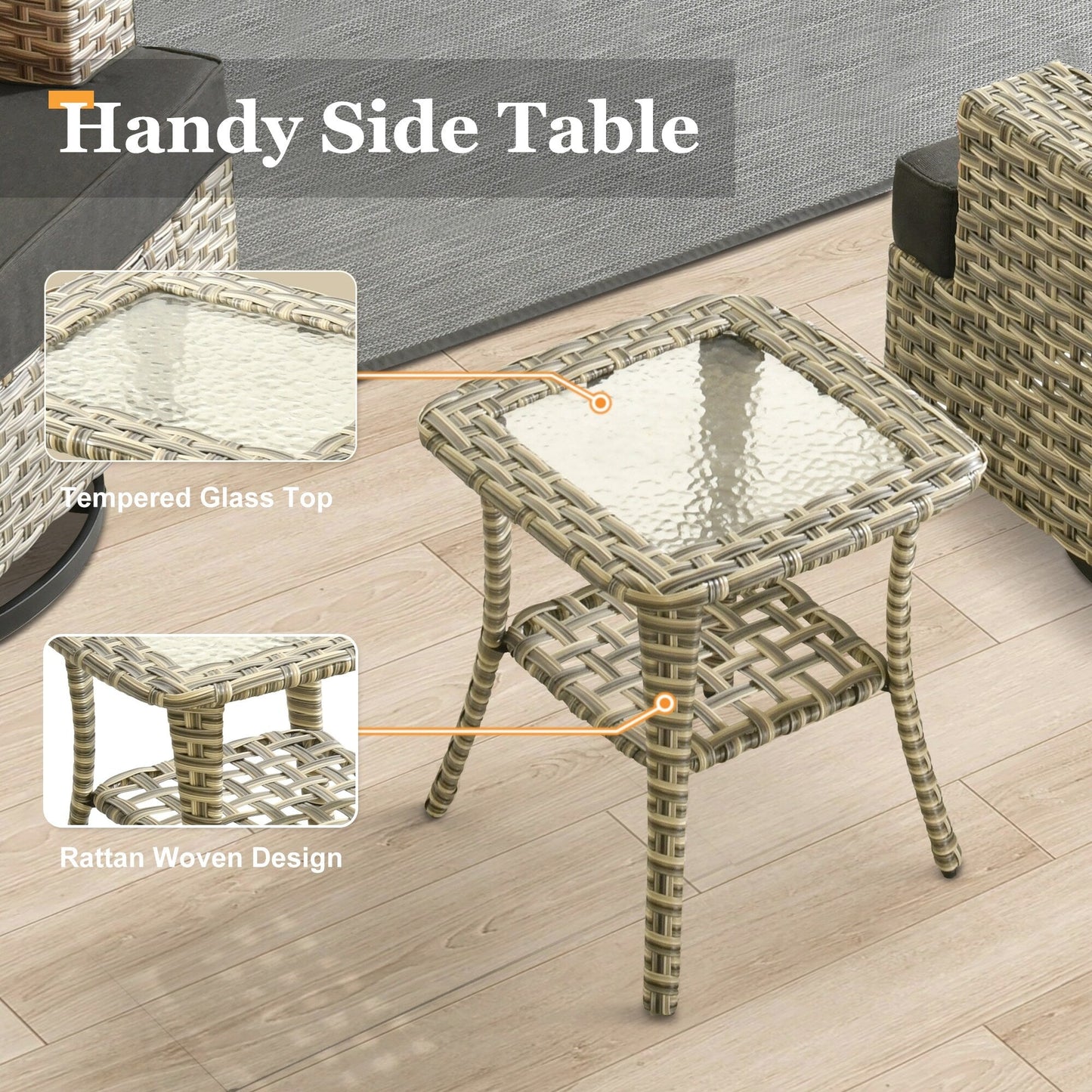 Ensemble de meubles de patio en osier XIZZI 8 pièces avec chaises pivotantes