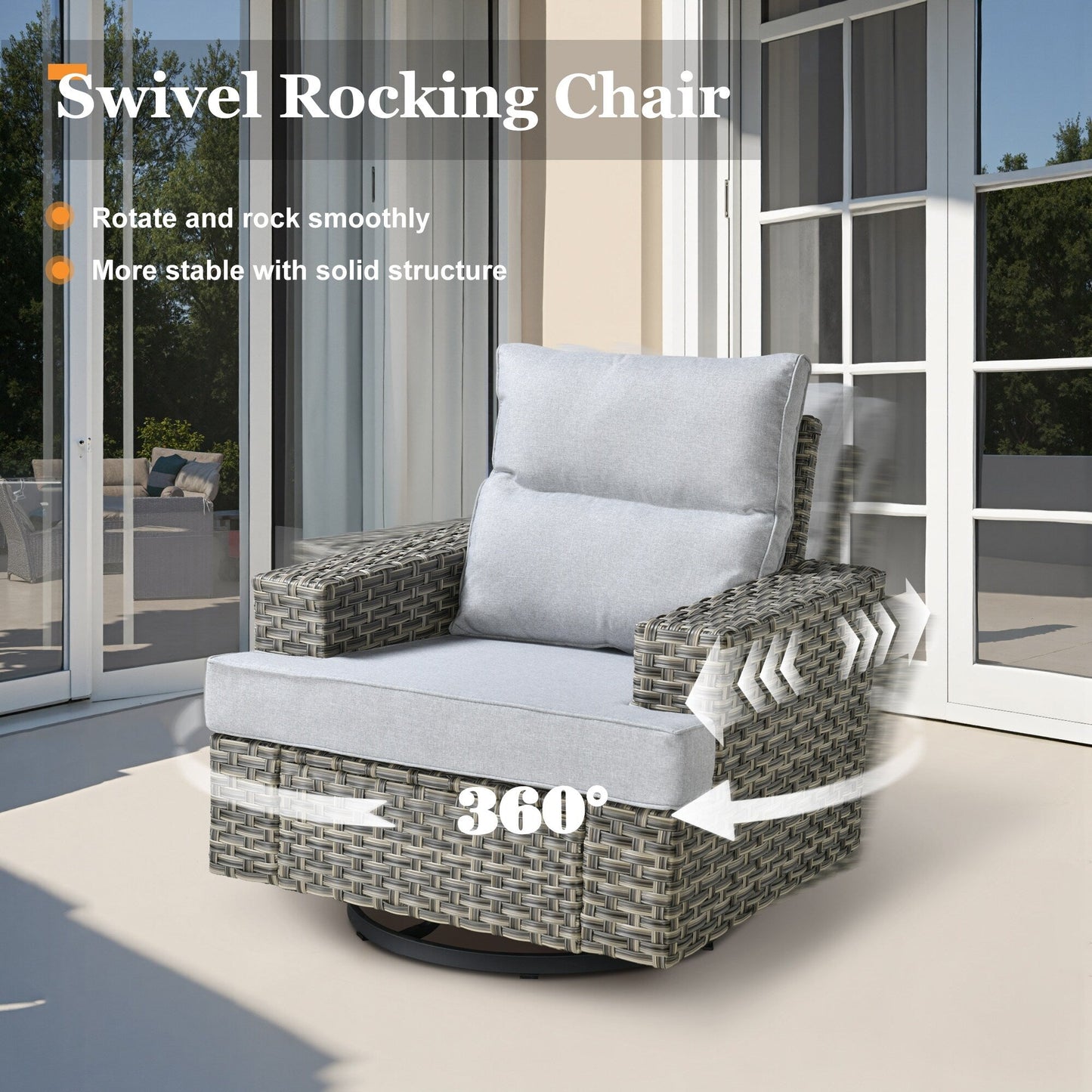 Ensemble de meubles de patio en osier XIZZI 8 pièces avec chaises pivotantes
