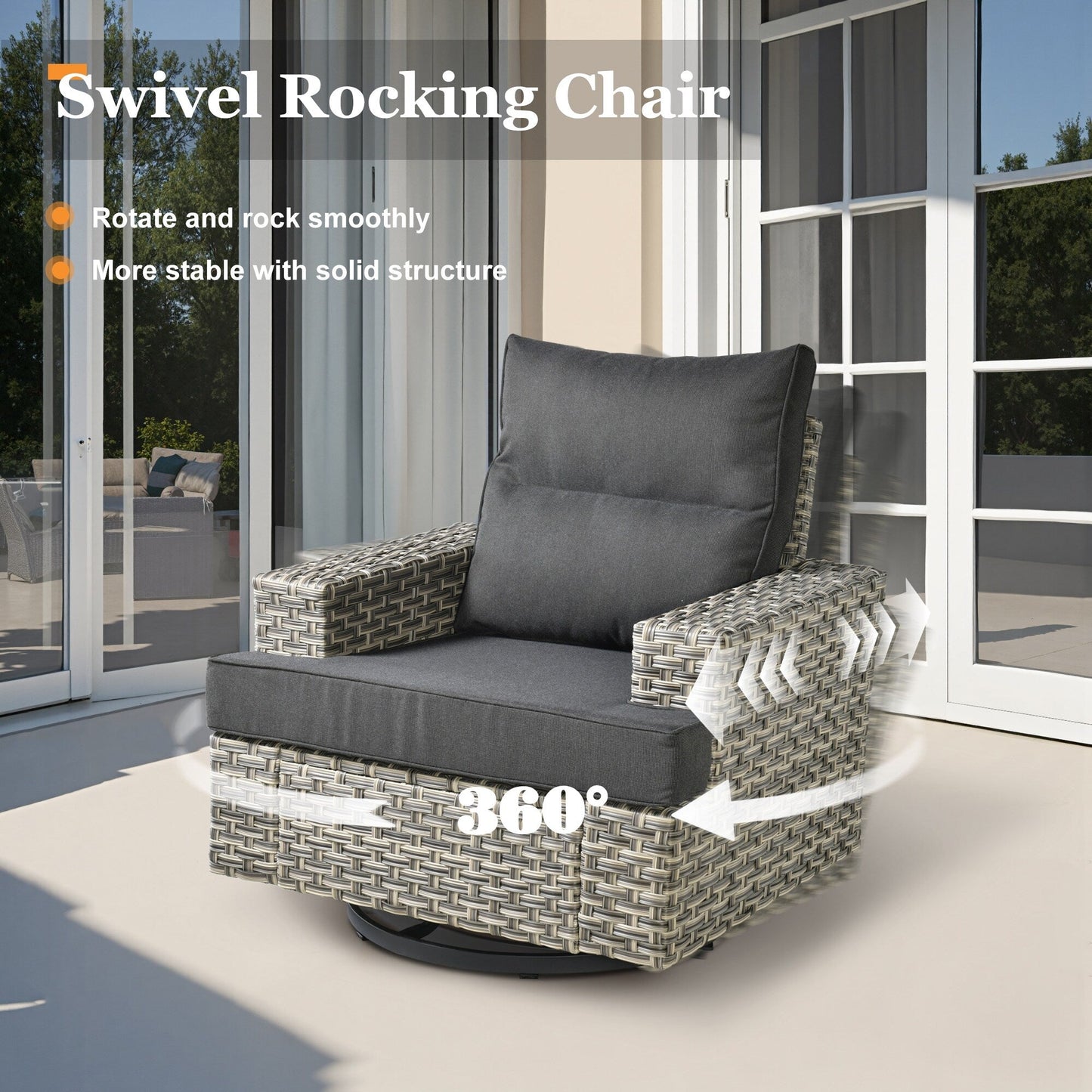 Ensemble de meubles de patio en osier XIZZI 8 pièces avec chaises pivotantes