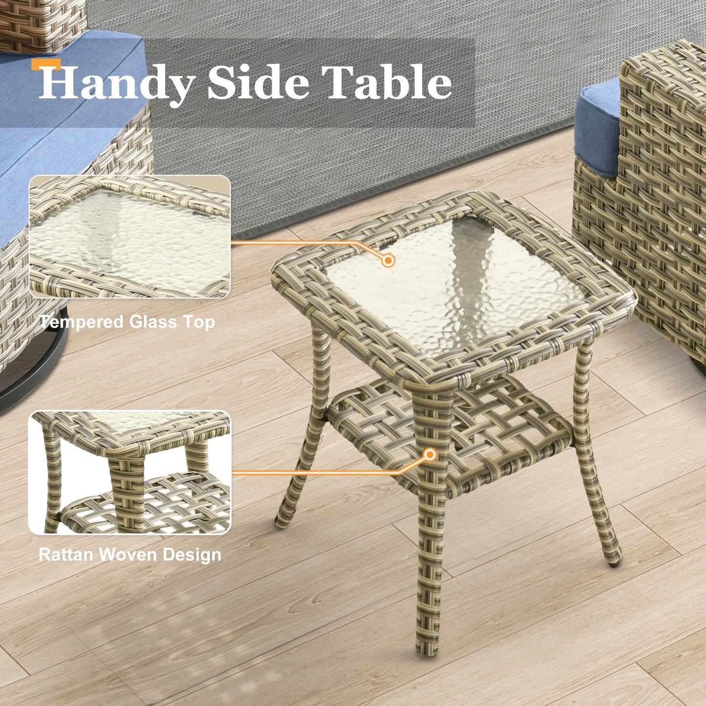 Ensemble de meubles de patio en osier XIZZI 8 pièces avec chaises pivotantes
