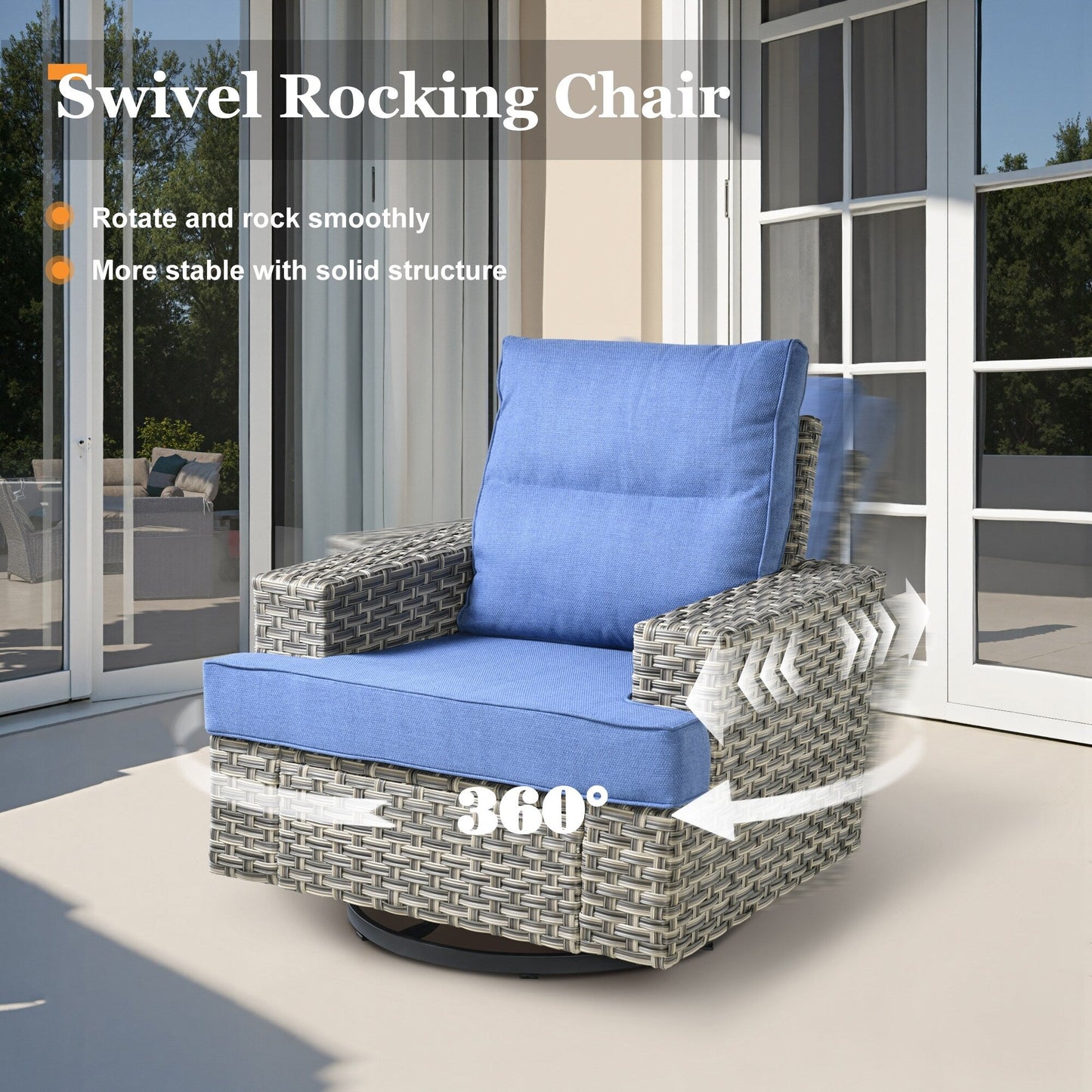 Ensemble de meubles de patio en osier XIZZI 8 pièces avec chaises pivotantes