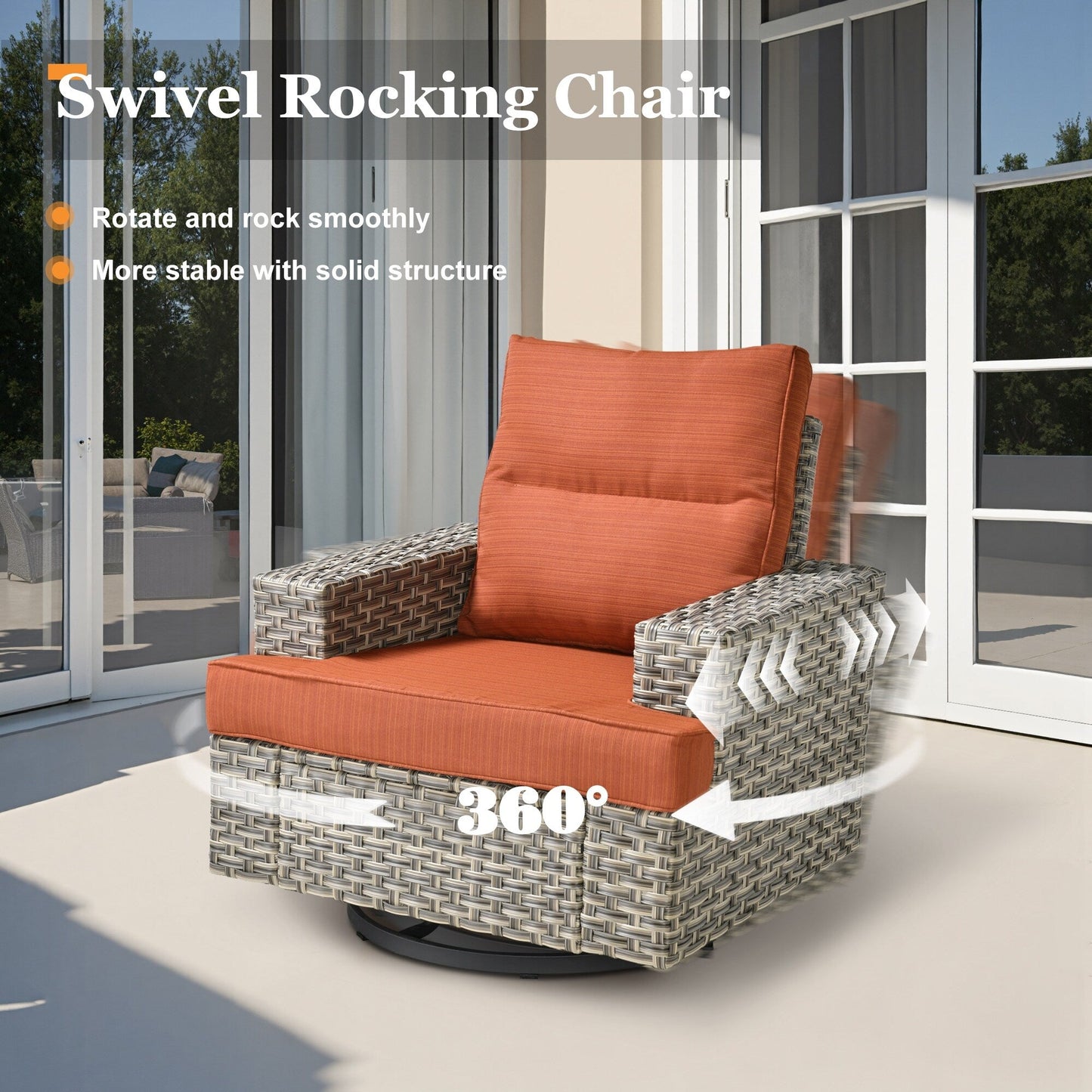 Ensemble de meubles de patio en osier XIZZI 8 pièces avec chaises pivotantes