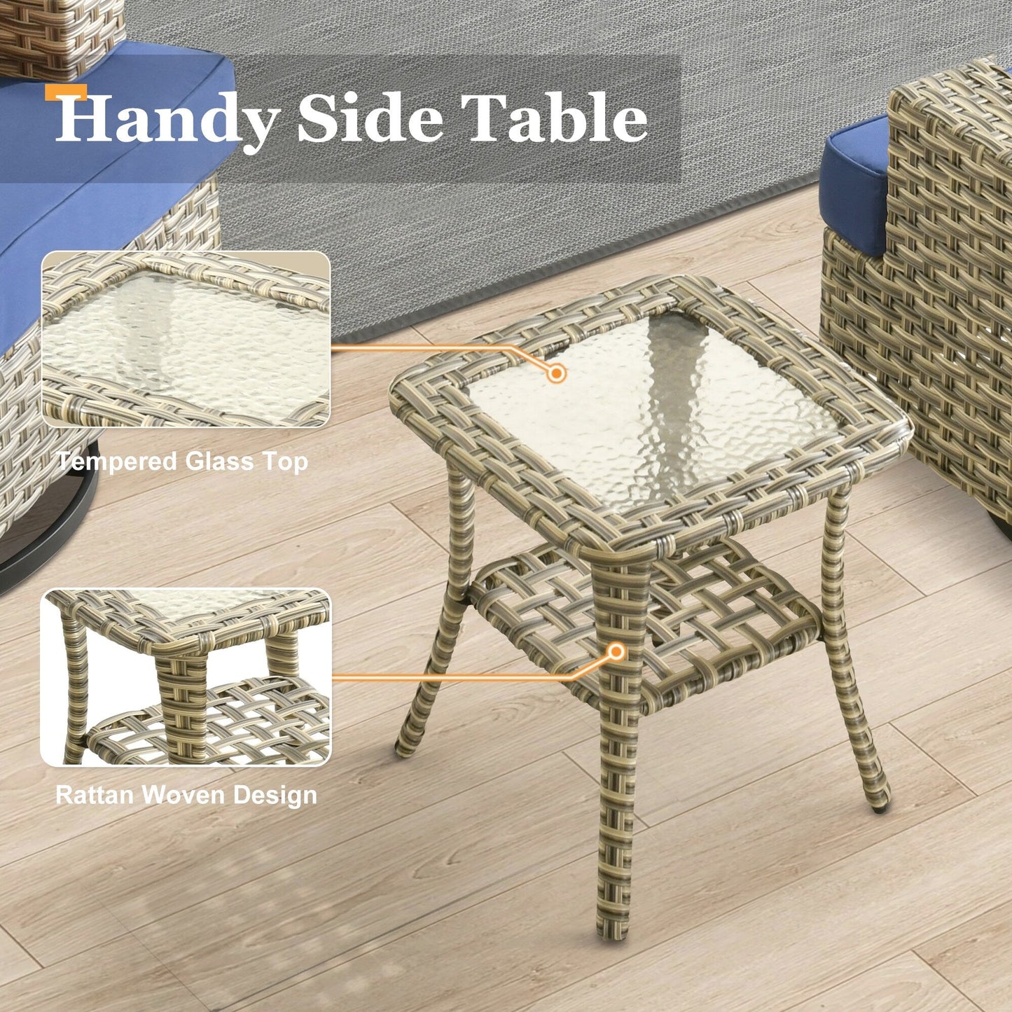 Ensemble de meubles de patio en osier XIZZI 8 pièces avec chaises pivotantes
