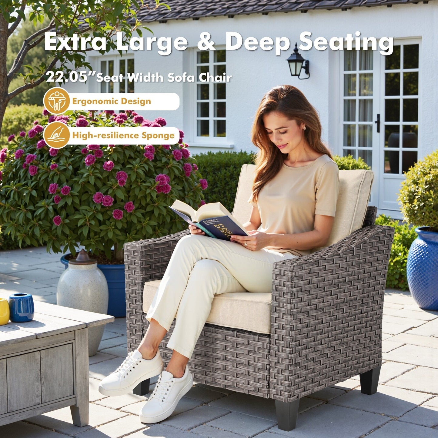 Ensemble de meubles de patio extérieur XIZZI avec table et foyer