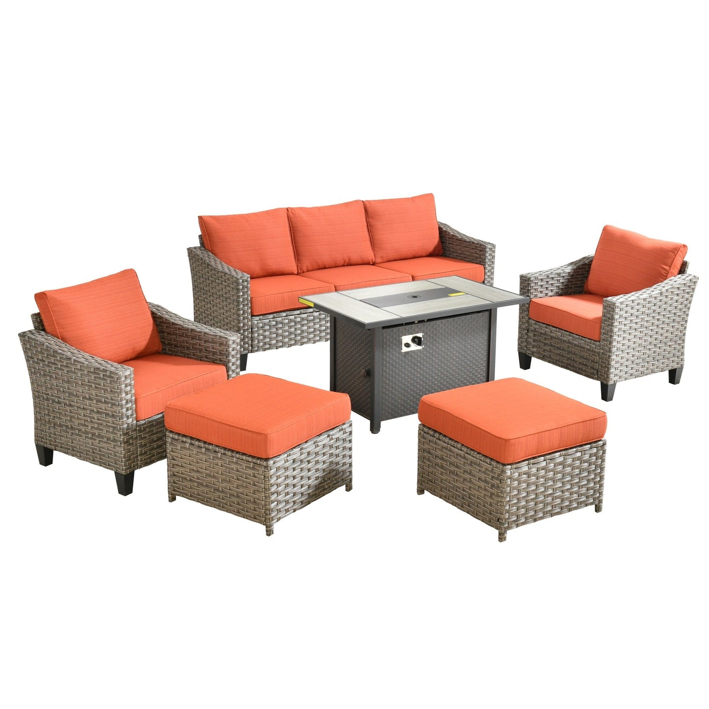 Ensemble de meubles de patio extérieur XIZZI avec table et foyer