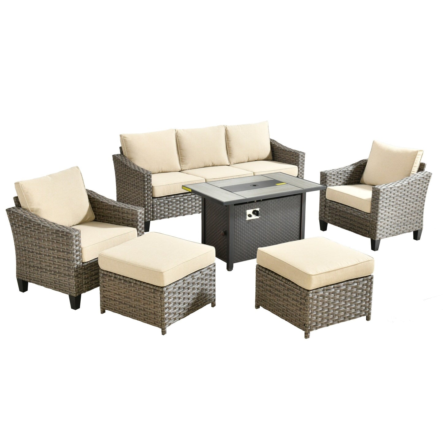 Ensemble de meubles de patio extérieur XIZZI avec table et foyer