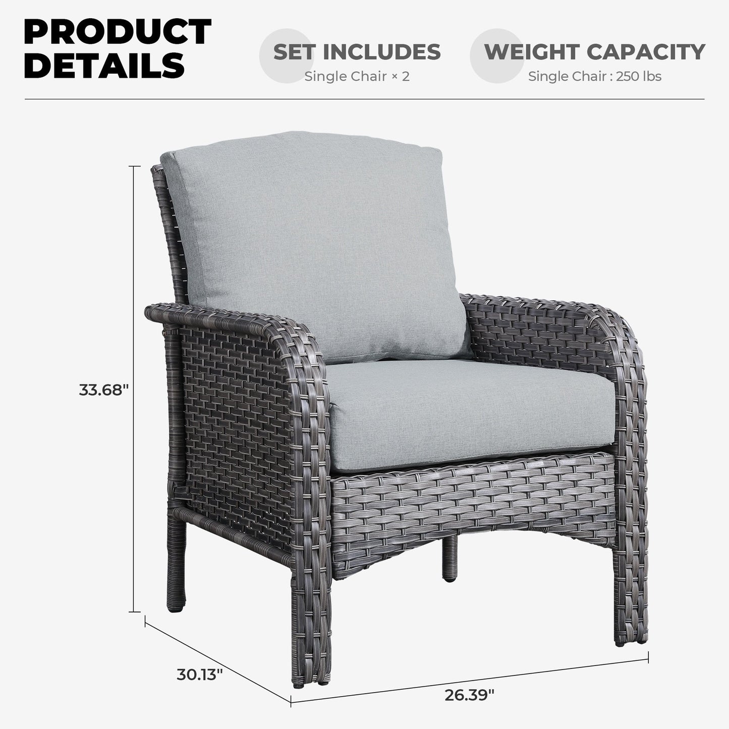 Ensemble de 2 chaises en osier pour meubles de jardin XIZZI