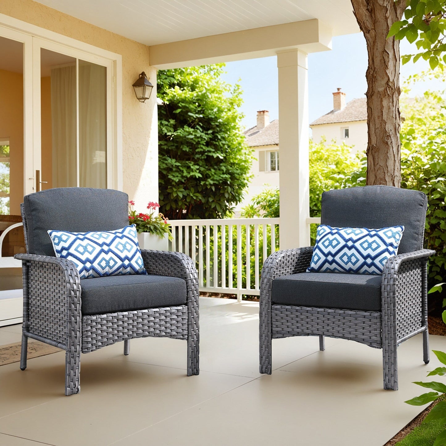Ensemble de 2 chaises en osier pour meubles de jardin XIZZI