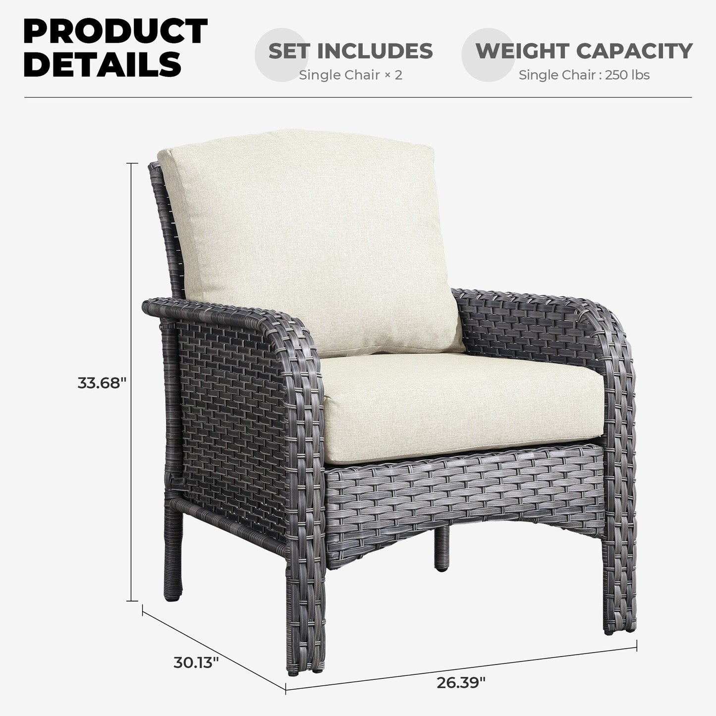 Ensemble de 2 chaises en osier pour meubles de jardin XIZZI