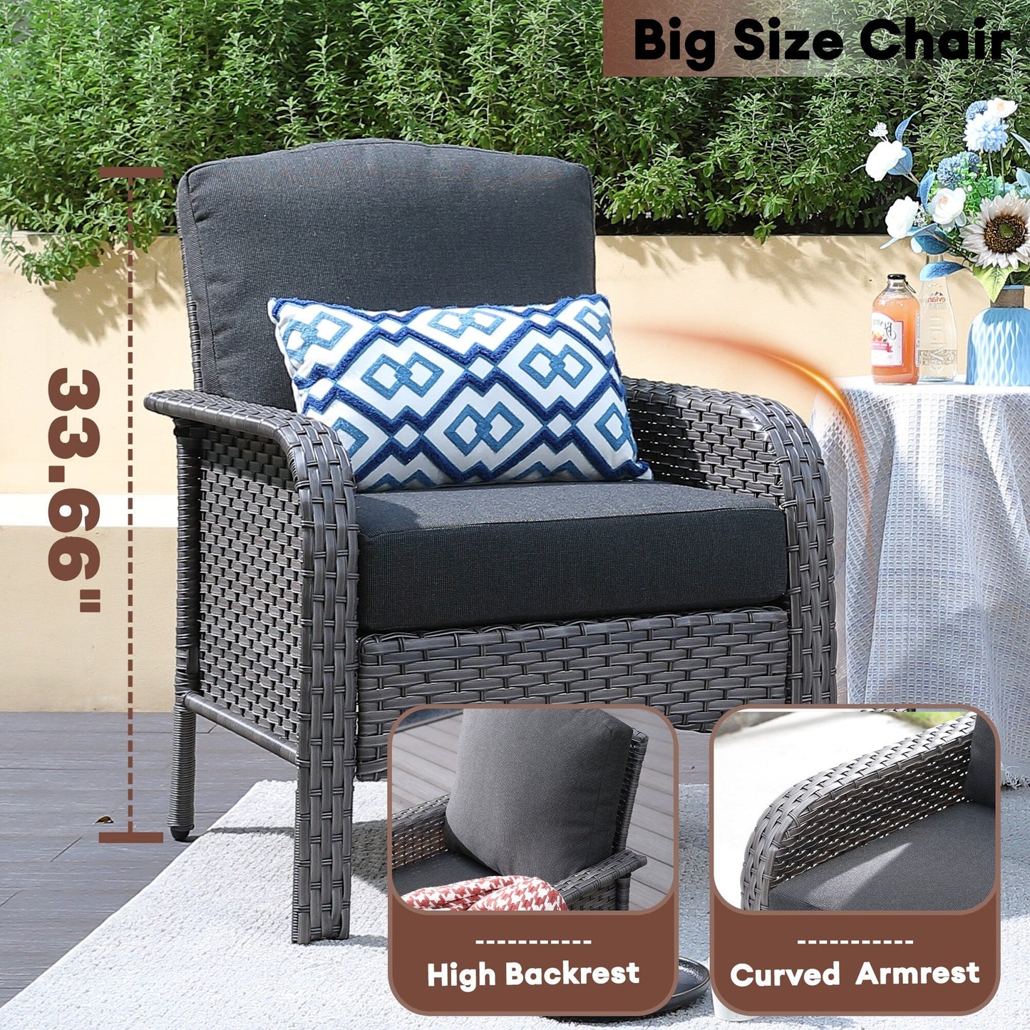 Ensemble de 2 chaises en osier pour meubles de jardin XIZZI