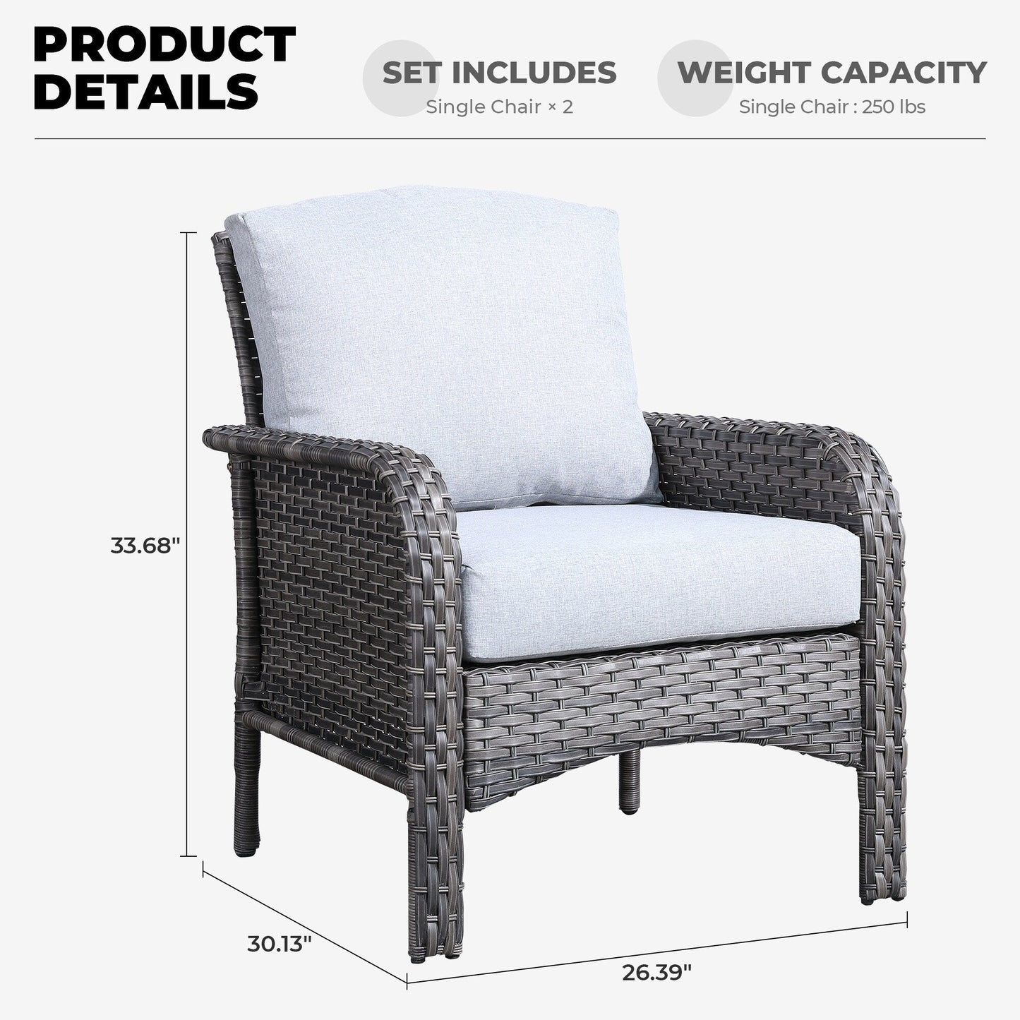 Ensemble de 2 chaises en osier pour meubles de jardin XIZZI