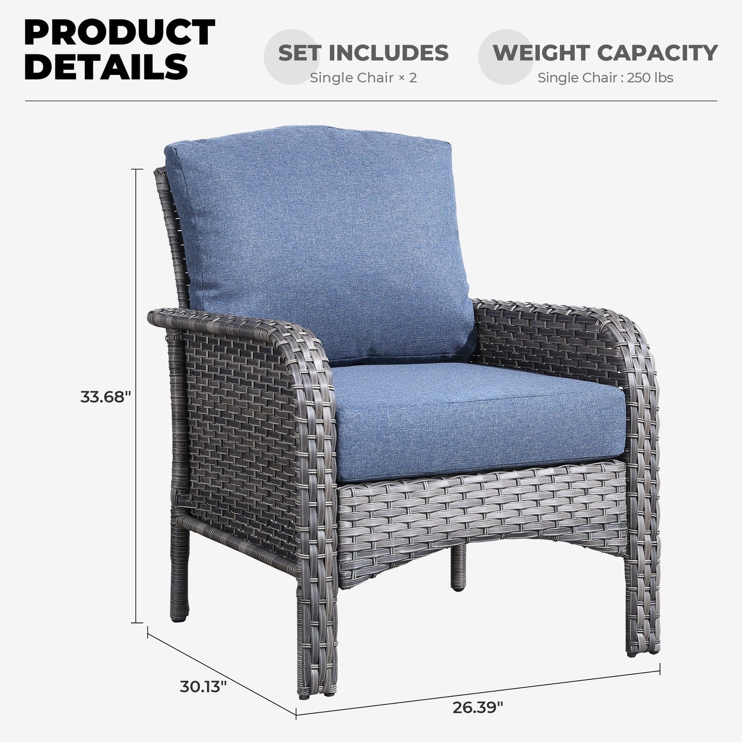 Ensemble de 2 chaises en osier pour meubles de jardin XIZZI