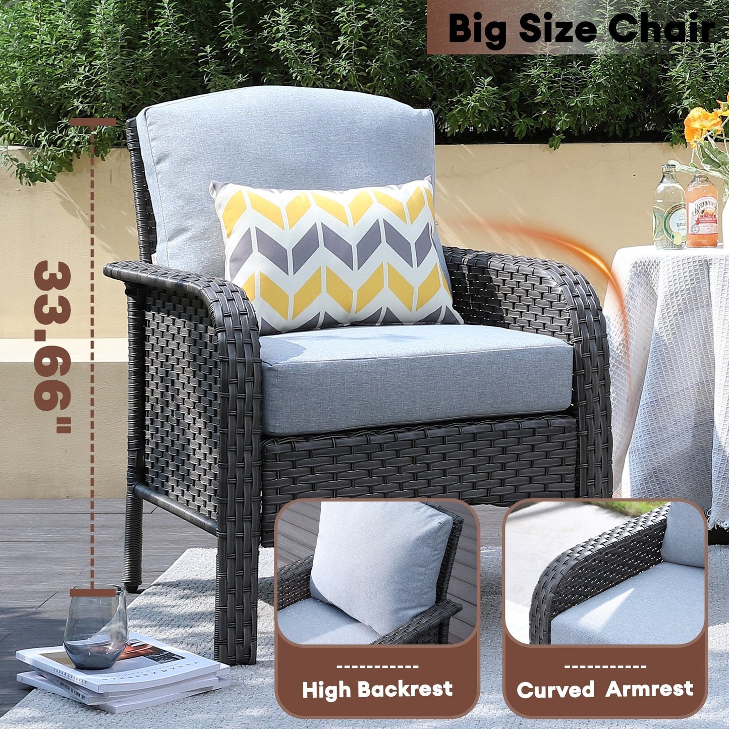 Ensemble de 2 chaises en osier pour meubles de jardin XIZZI