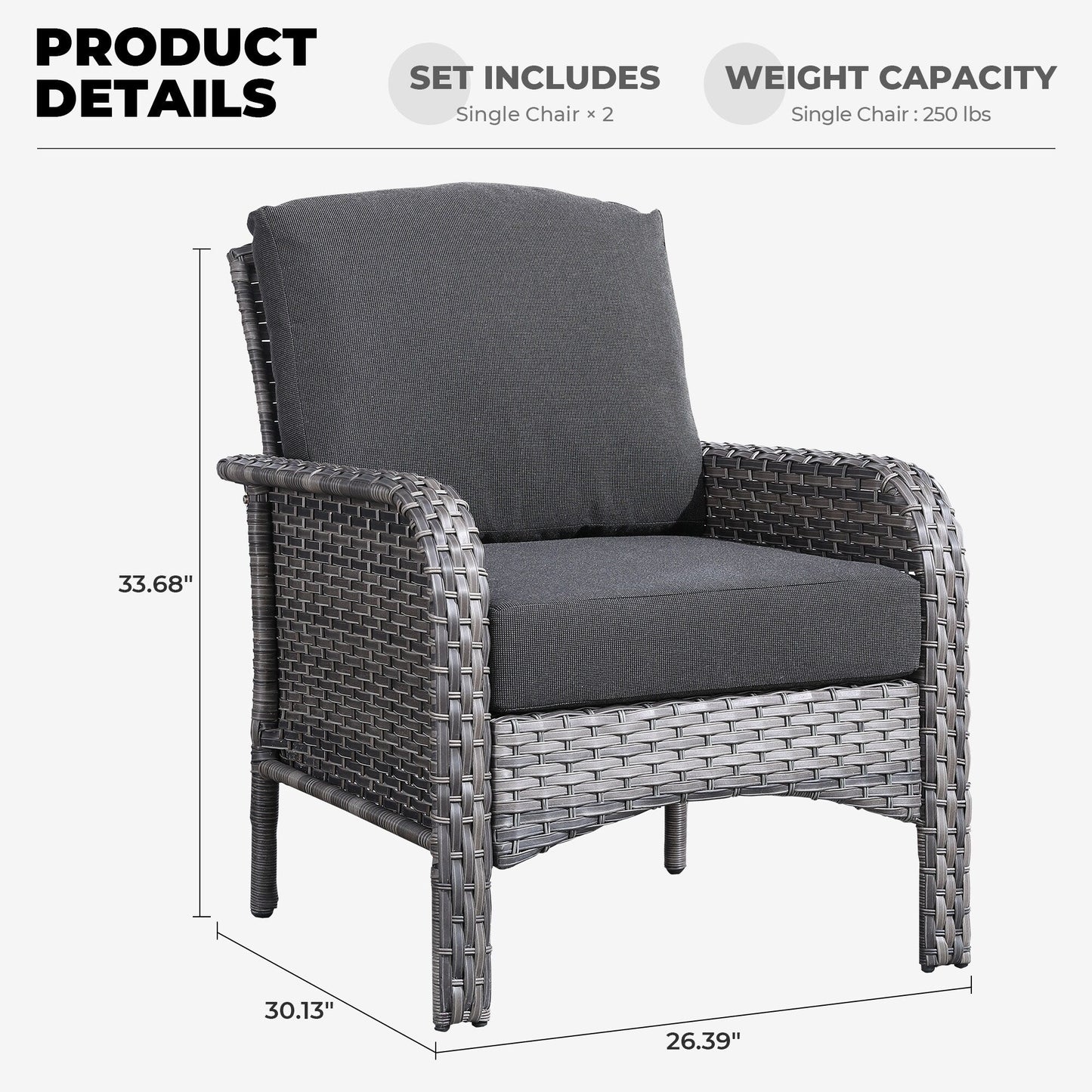 Ensemble de 2 chaises en osier pour meubles de jardin XIZZI