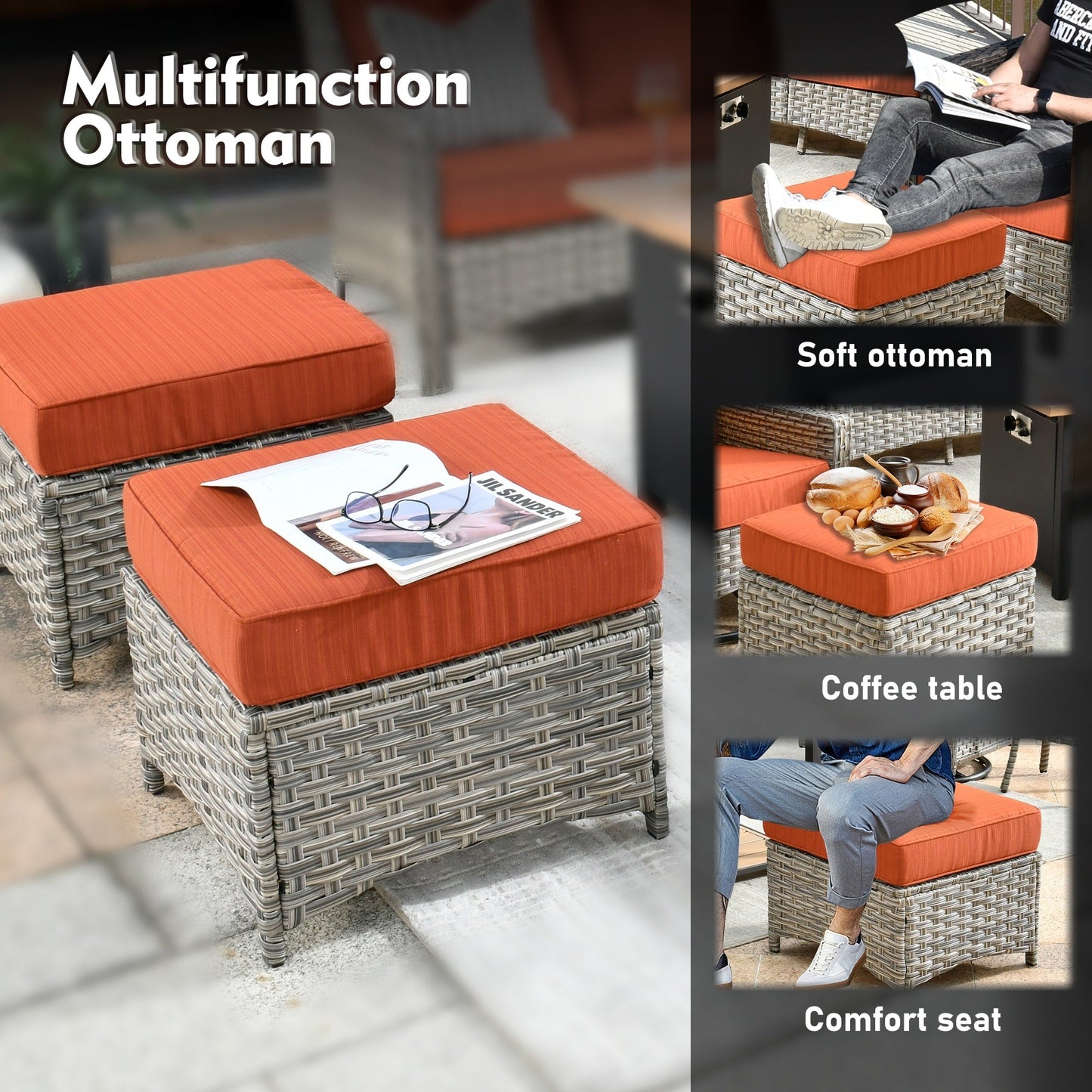 Ensemble de meubles de patio XIZZI 8 pièces en osier avec chaises pivotantes