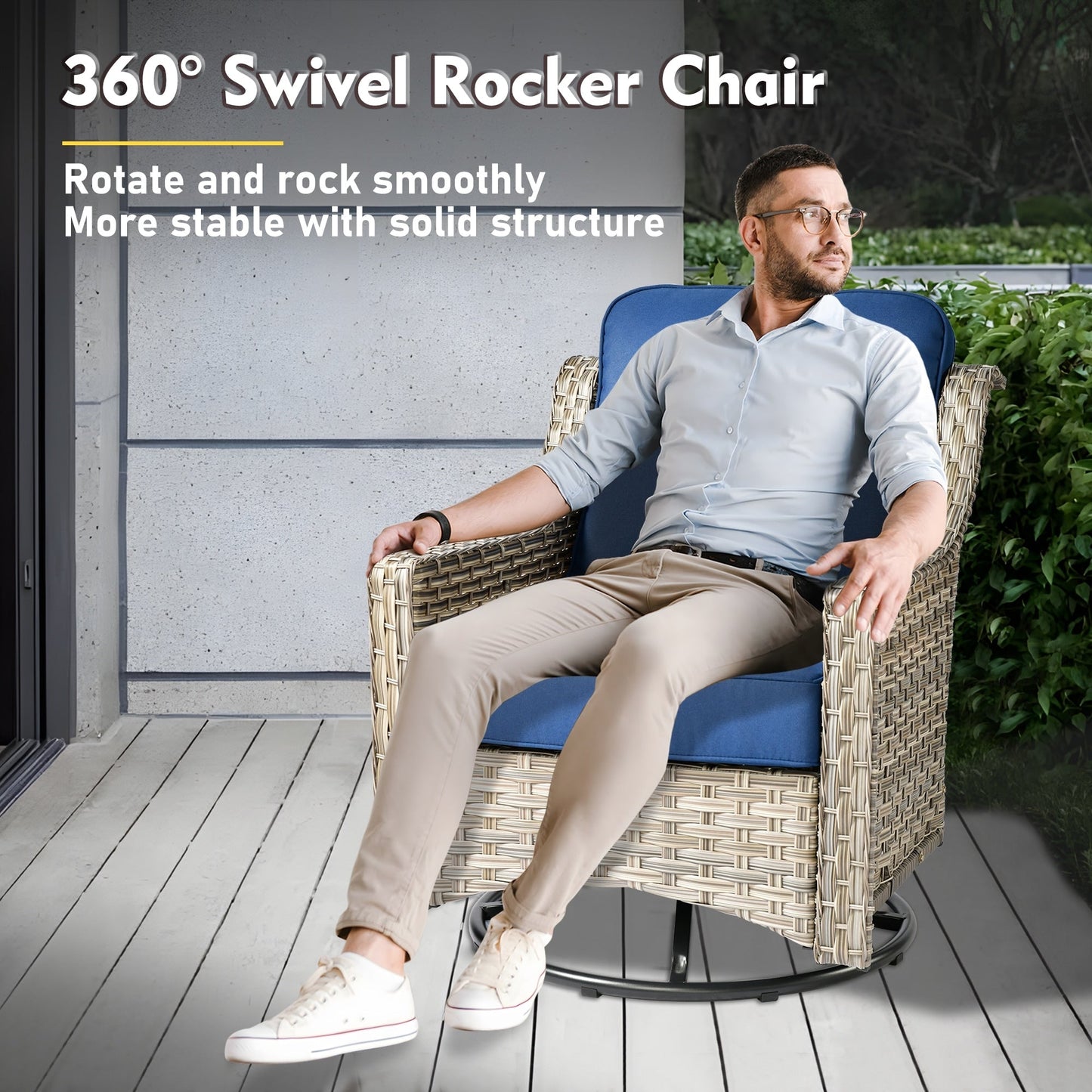 Ensemble de meubles de patio XIZZI 8 pièces en osier avec chaises pivotantes