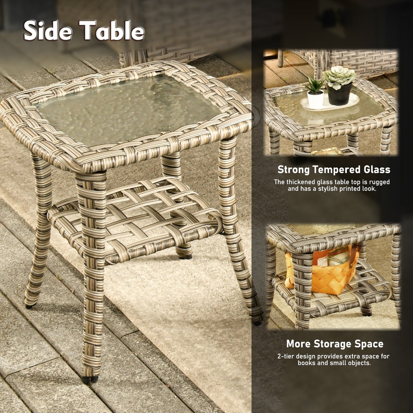 Ensemble de meubles de patio XIZZI 8 pièces en osier avec chaises pivotantes