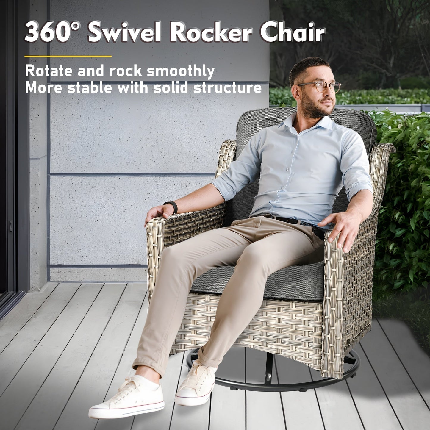 Ensemble de meubles de patio XIZZI 8 pièces en osier avec chaises pivotantes