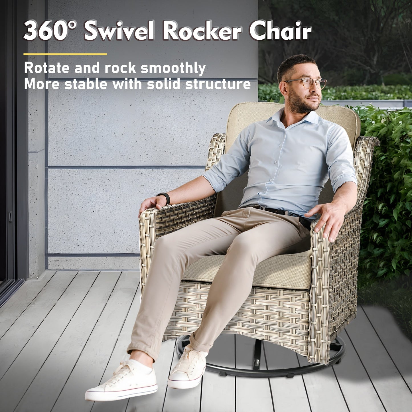 Ensemble de meubles de patio XIZZI 8 pièces en osier avec chaises pivotantes