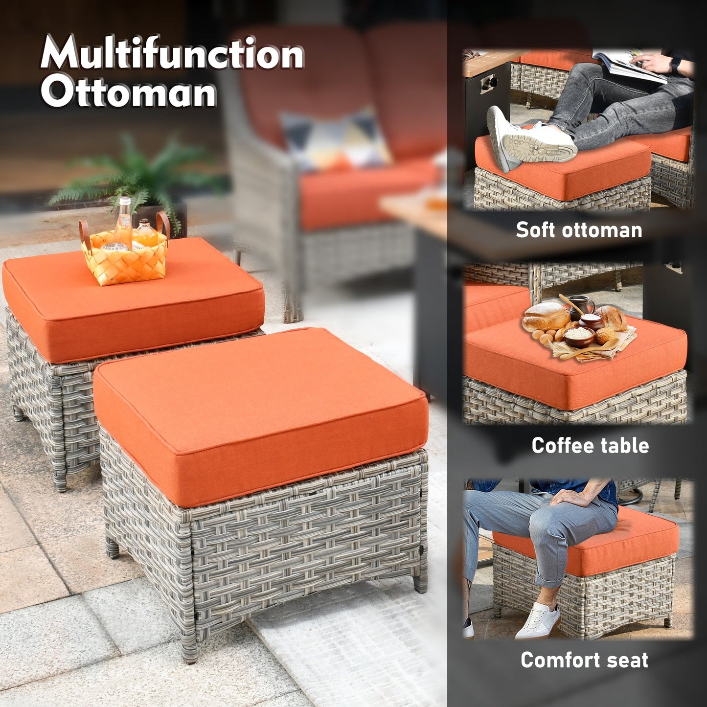 Ensemble de meubles de patio XIZZI 8 pièces en osier avec chaises pivotantes