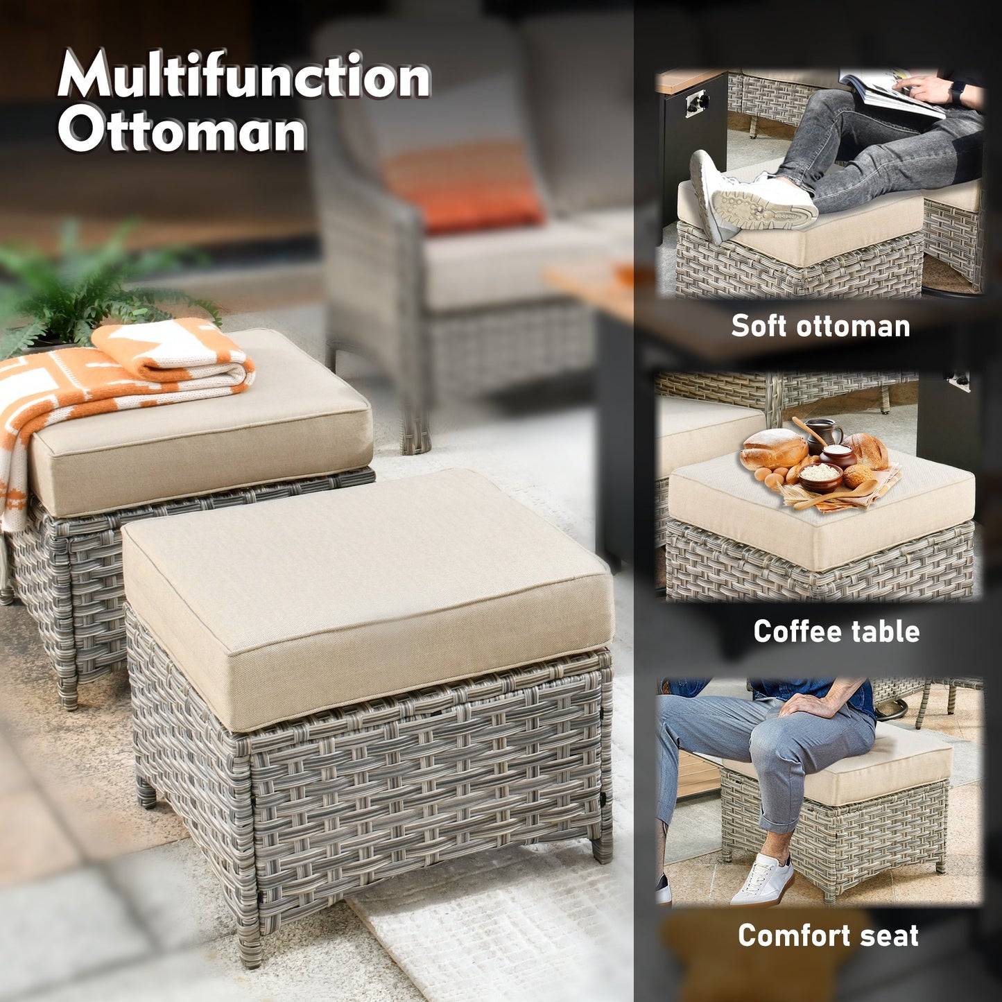Ensemble de meubles de patio XIZZI 8 pièces en osier avec chaises pivotantes