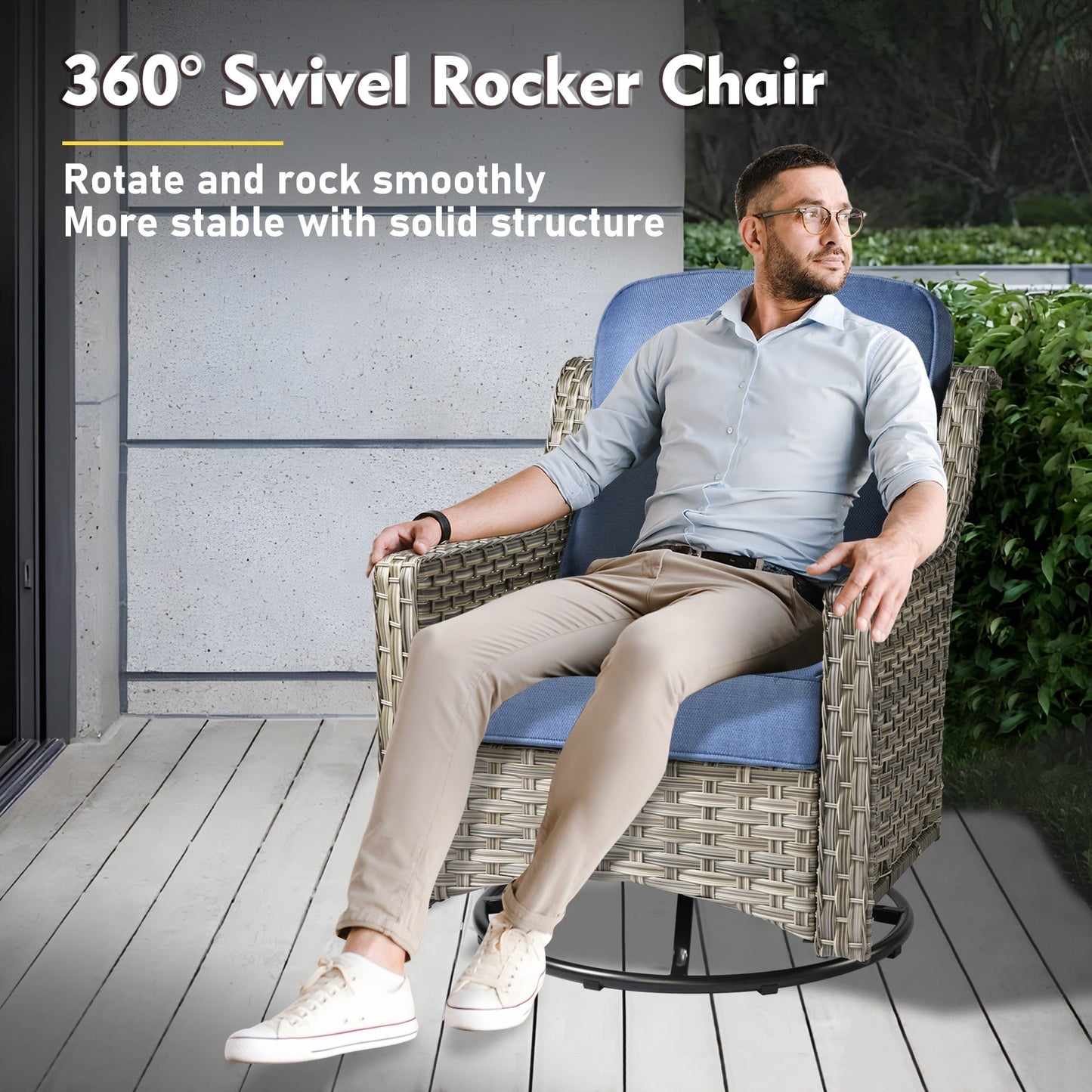 Ensemble de meubles de patio XIZZI 8 pièces en osier avec chaises pivotantes