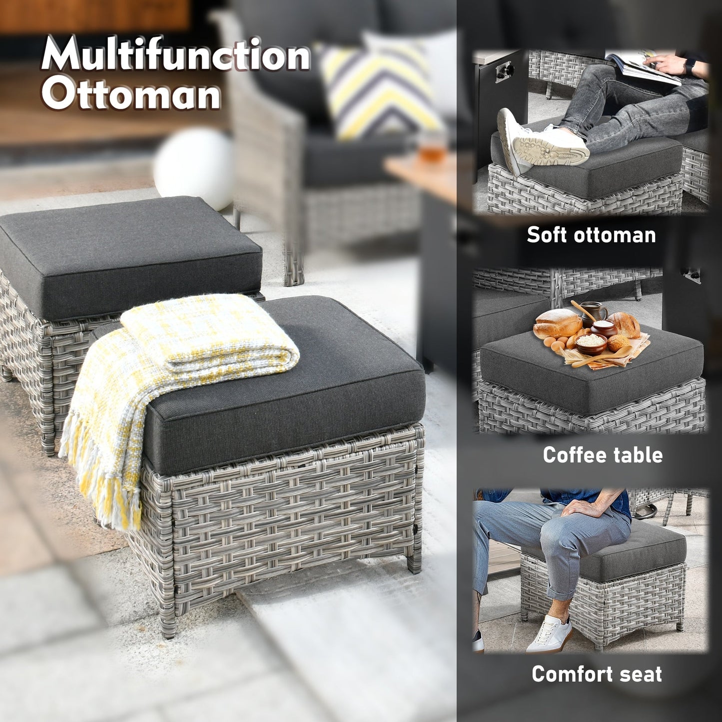 Ensemble de meubles de patio XIZZI 8 pièces en osier avec chaises pivotantes