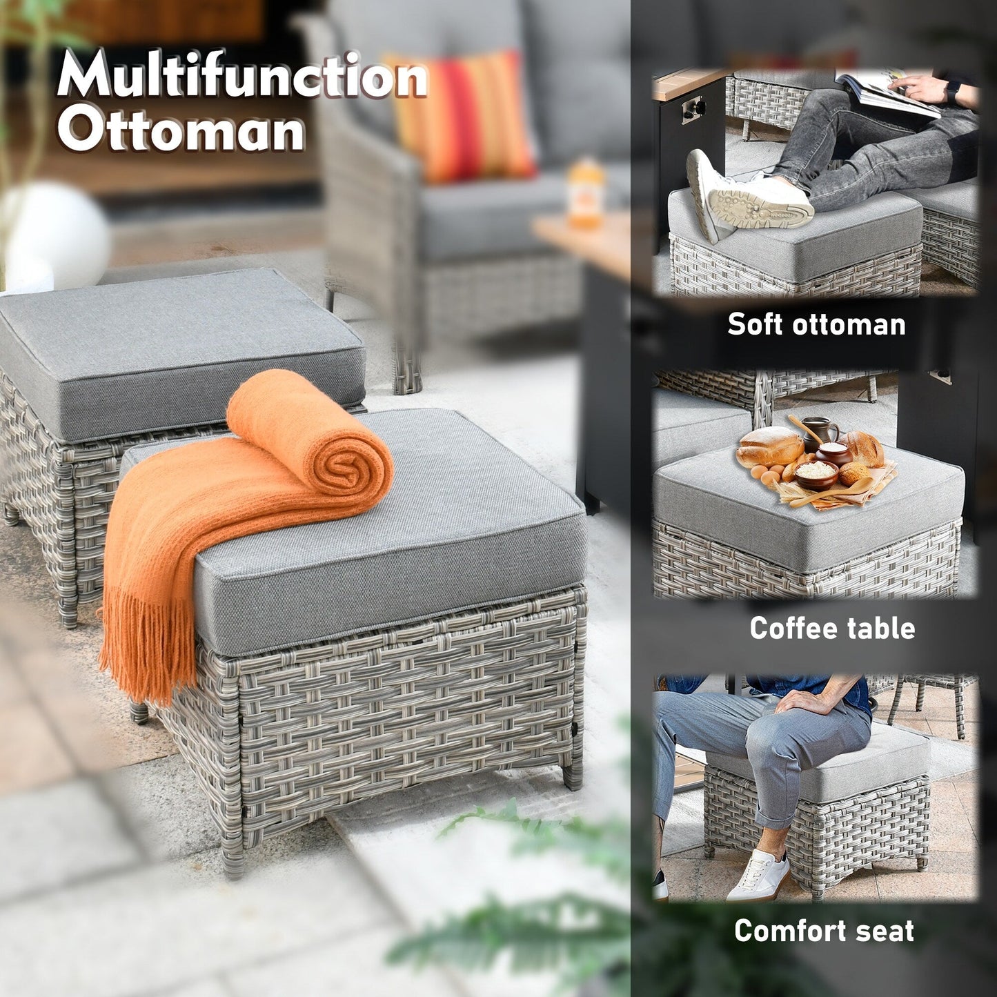 Ensemble de meubles de patio XIZZI 8 pièces en osier avec chaises pivotantes
