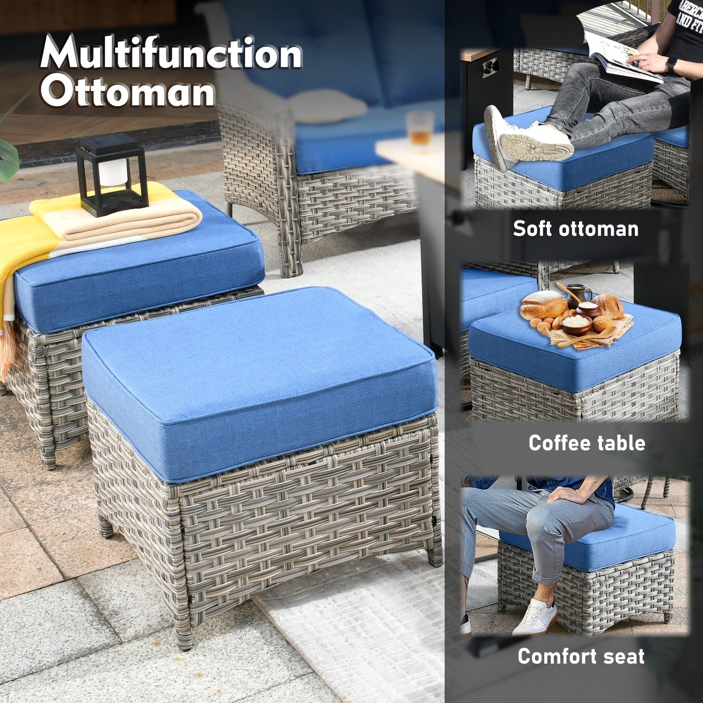 Ensemble de meubles de patio XIZZI 8 pièces en osier avec chaises pivotantes