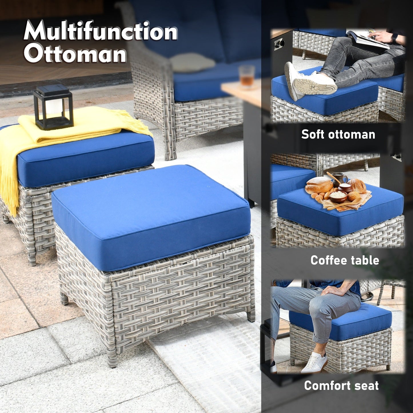 Ensemble de meubles de patio XIZZI 8 pièces en osier avec chaises pivotantes