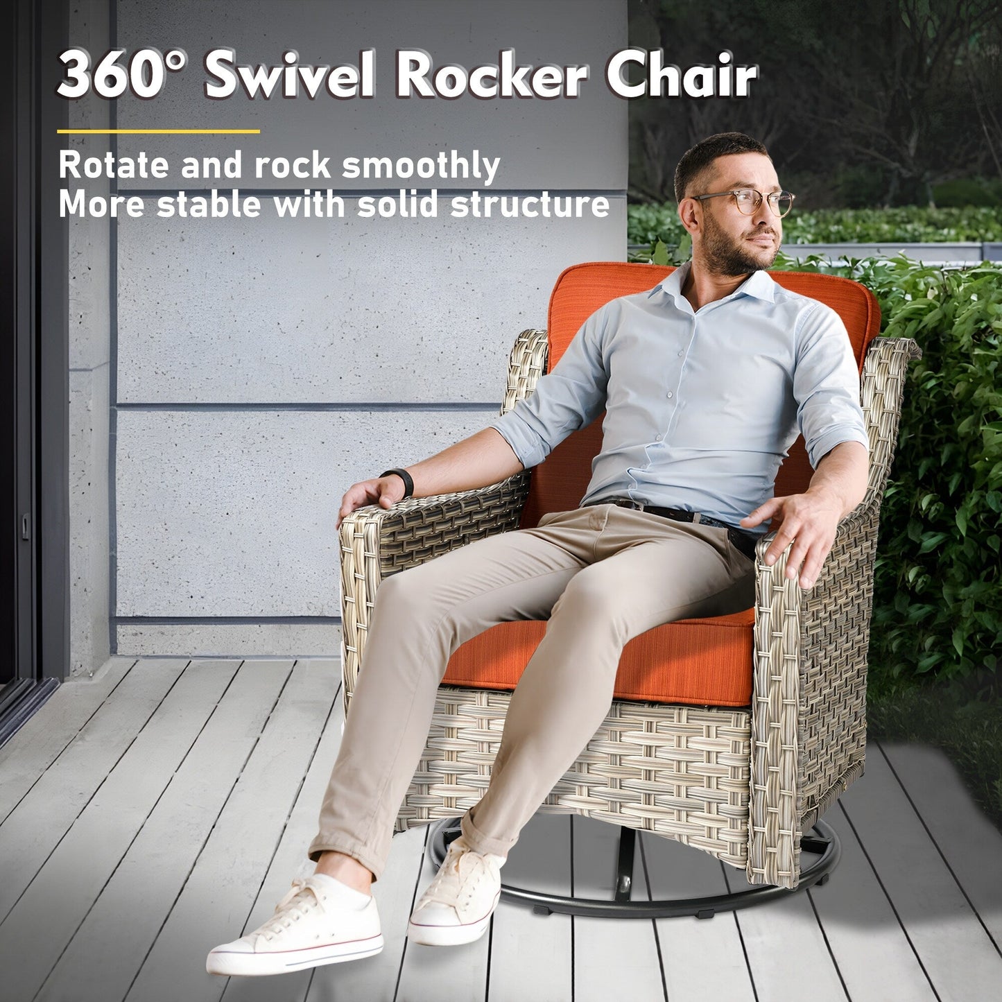 Ensemble de meubles de patio XIZZI 8 pièces en osier avec chaises pivotantes