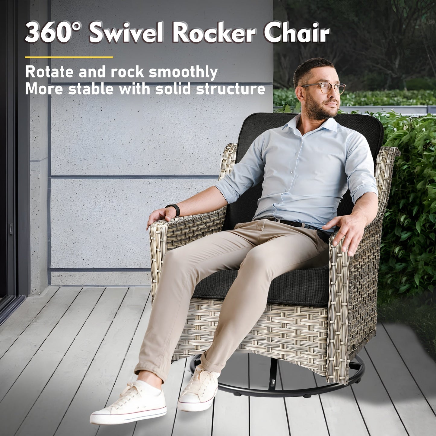 Ensemble de meubles de patio XIZZI 8 pièces en osier avec chaises pivotantes
