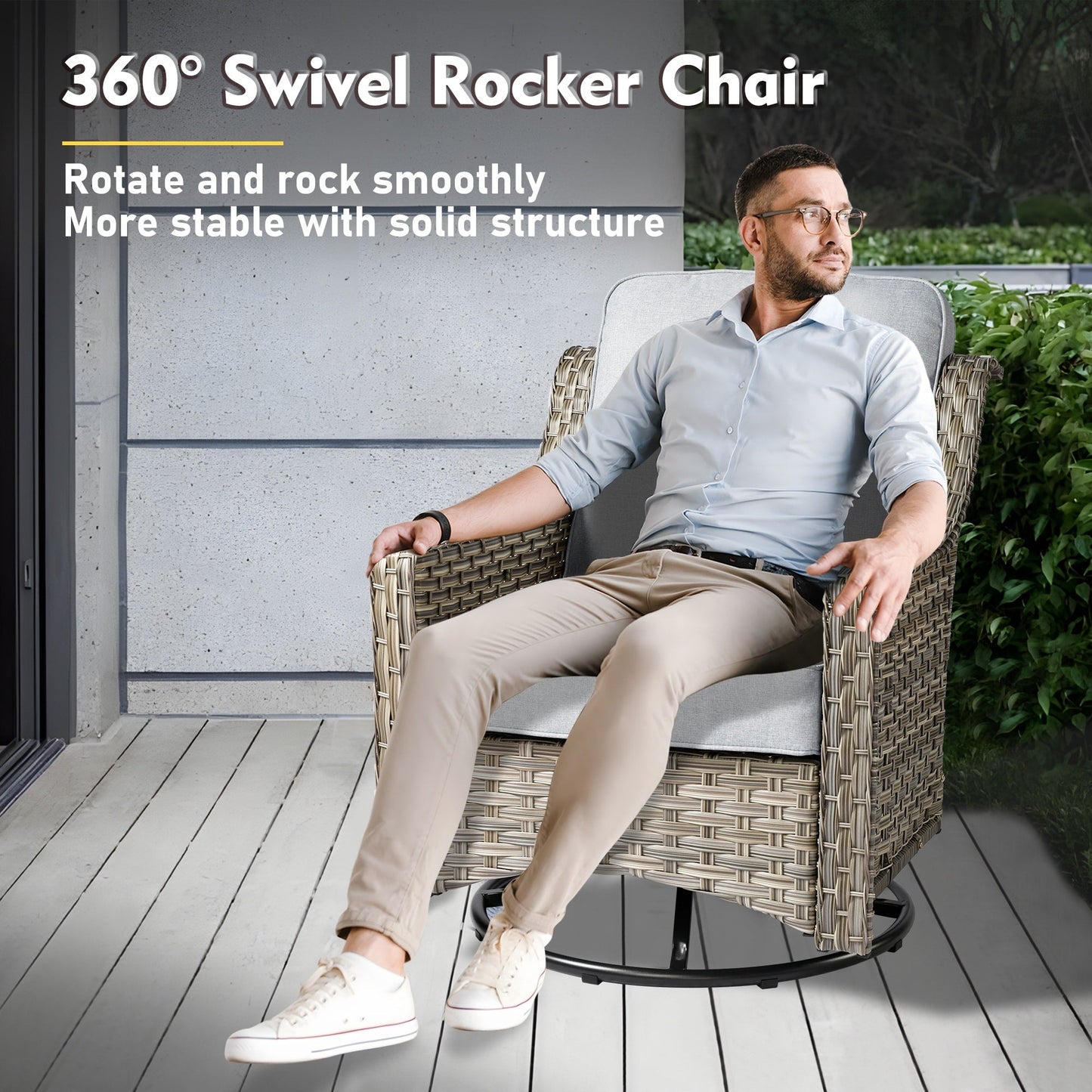 Ensemble de meubles de patio XIZZI 8 pièces en osier avec chaises pivotantes
