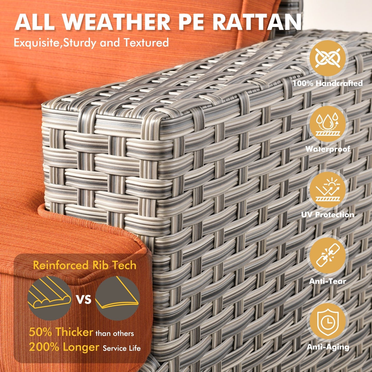 Ensemble de canapés de patio XIZZI 7 pièces avec accoudoirs larges et poufs