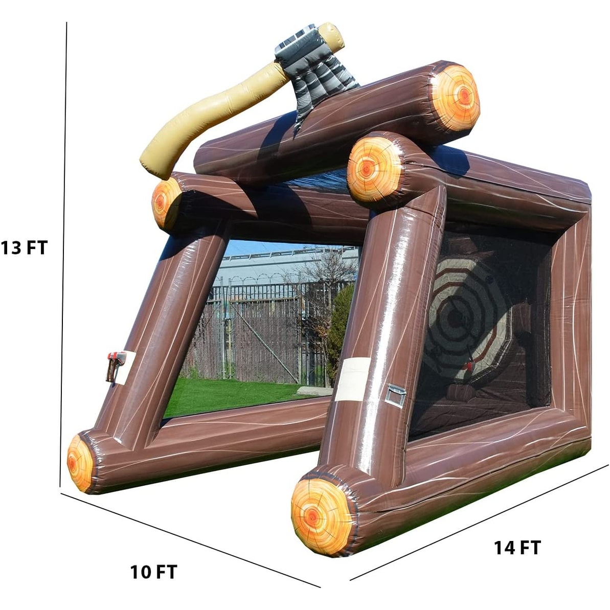 Jeu de lancer de hache gonflable XJUMP avec souffleur d'air et haches en mousse, location de qualité commerciale, léger, jeu d'extérieur