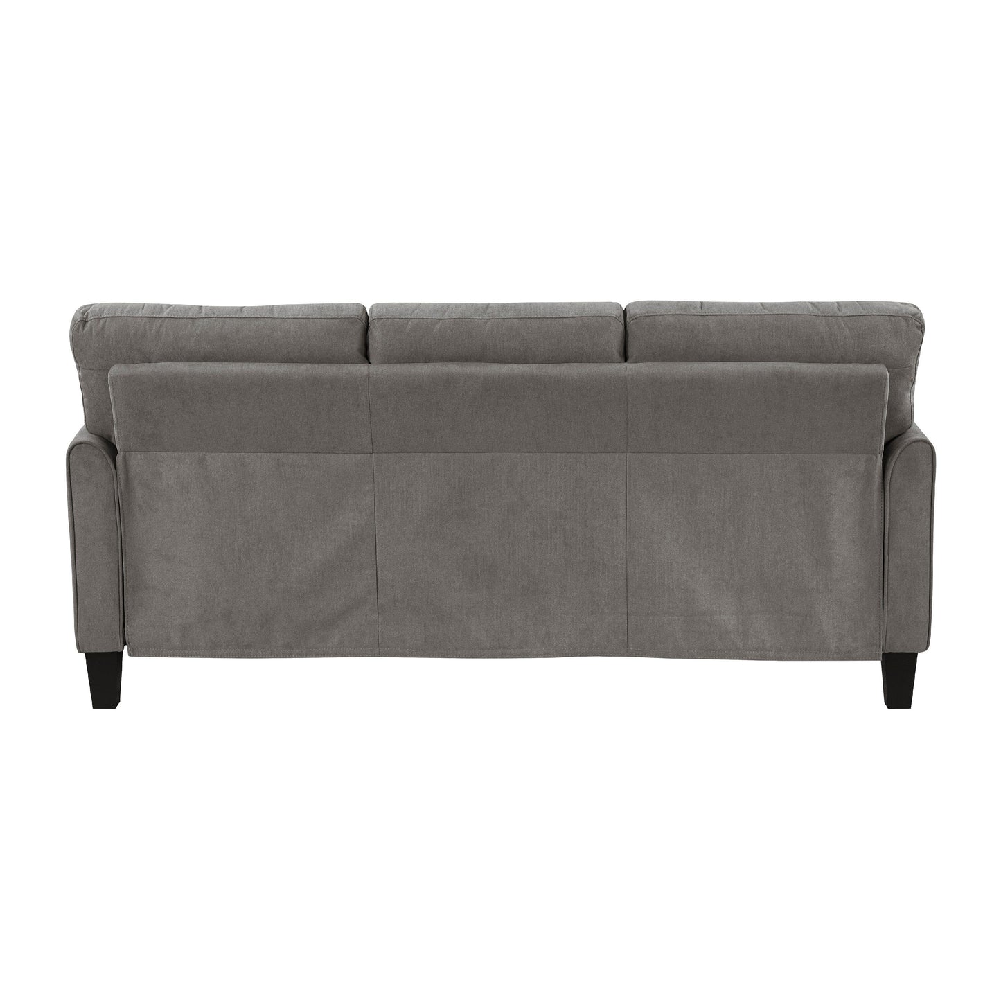 Canapé Xumo, tissu gris taupe, 200 cm, pieds fuselés en bois noir