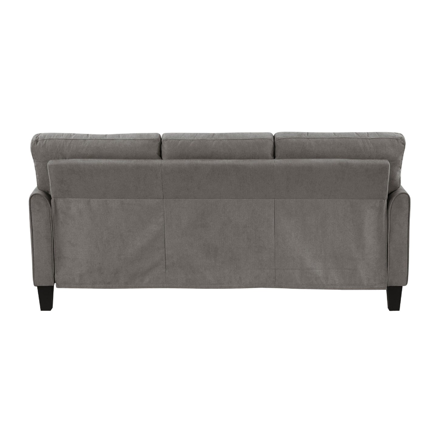 Canapé Xumo, tissu gris taupe, 200 cm, pieds fuselés en bois noir