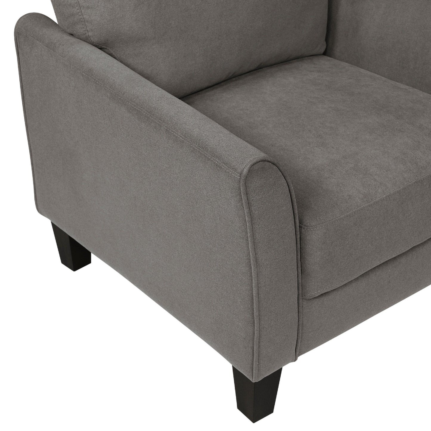 Canapé Xumo, tissu gris taupe, 200 cm, pieds fuselés en bois noir