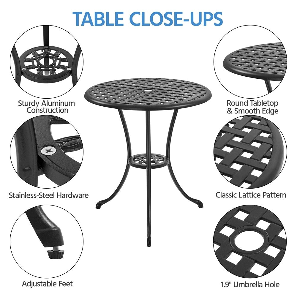 Yaheetech Ensemble bistro 3 pièces pour patio, table bistro en fonte d'aluminium et 2 chaises