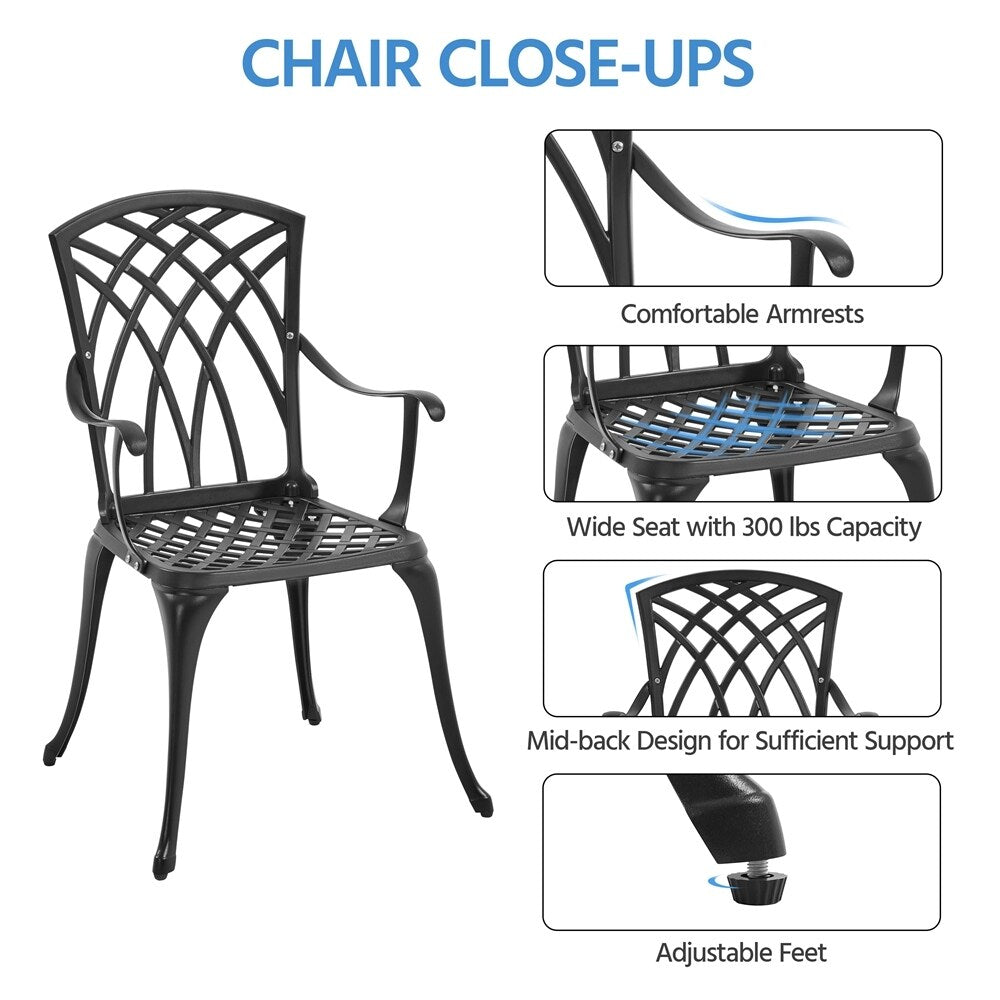 Yaheetech Ensemble bistro 3 pièces pour patio, table bistro en fonte d'aluminium et 2 chaises