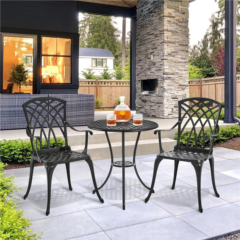 Yaheetech Ensemble bistro 3 pièces pour patio, table bistro en fonte d'aluminium et 2 chaises