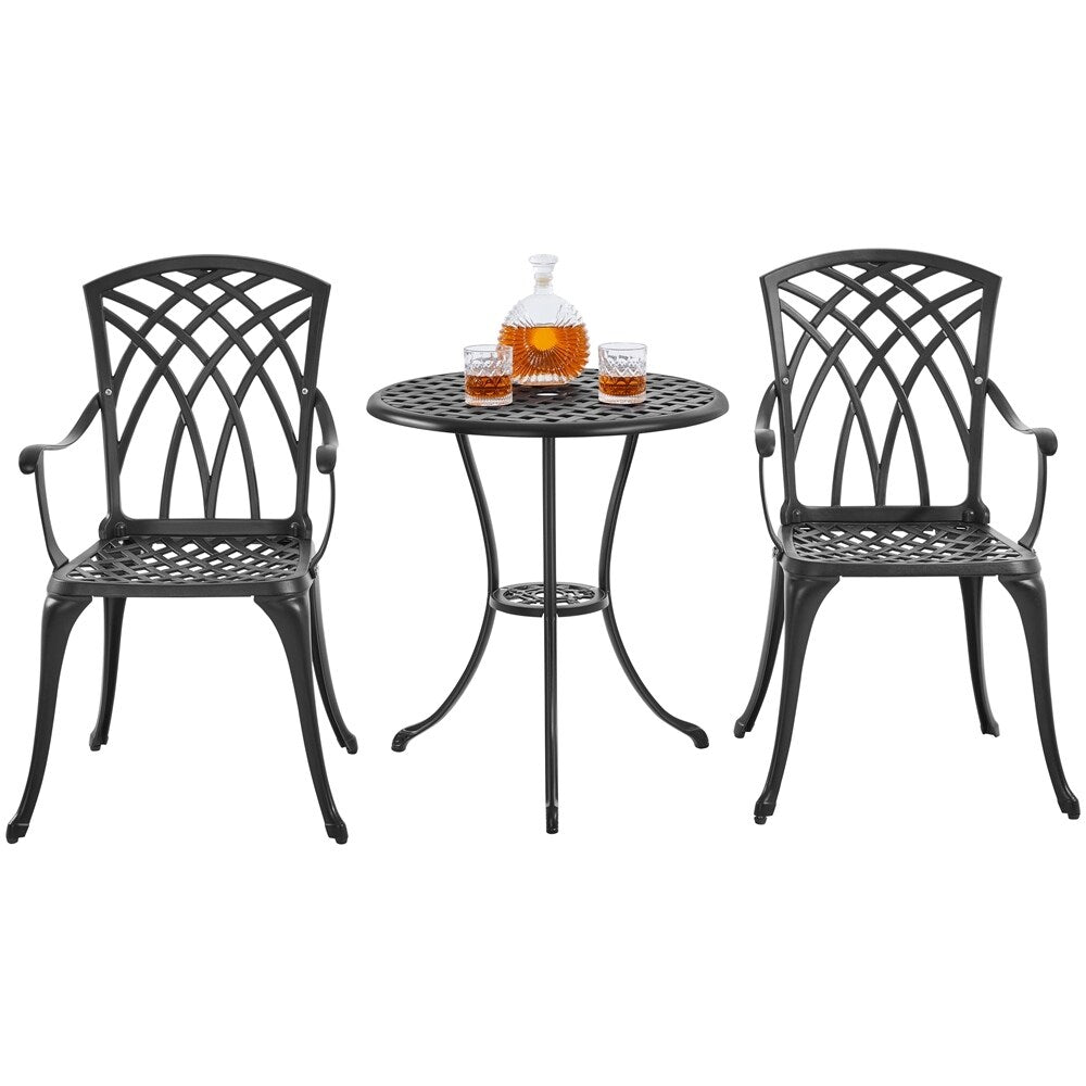 Yaheetech Ensemble bistro 3 pièces pour patio, table bistro en fonte d'aluminium et 2 chaises