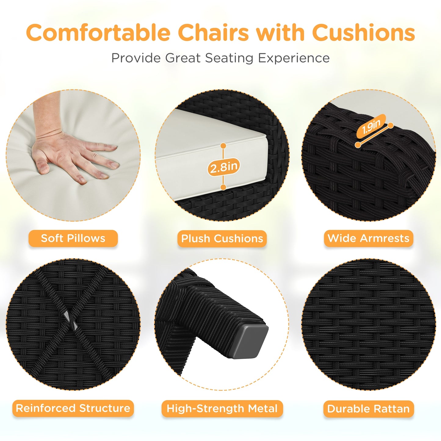 Yaheetech Ensemble de meubles de jardin 5 pièces avec coussins et oreillers pour jardin et arrière-cour