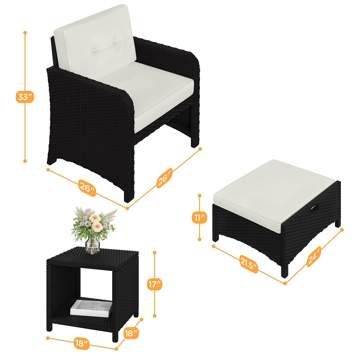 Yaheetech Ensemble de meubles de jardin 5 pièces avec coussins et oreillers pour jardin et arrière-cour