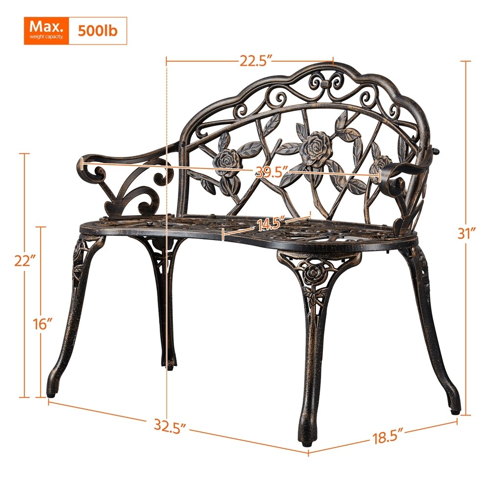 Banc de jardin en métal Yaheetech pour terrasse et parc - N/A